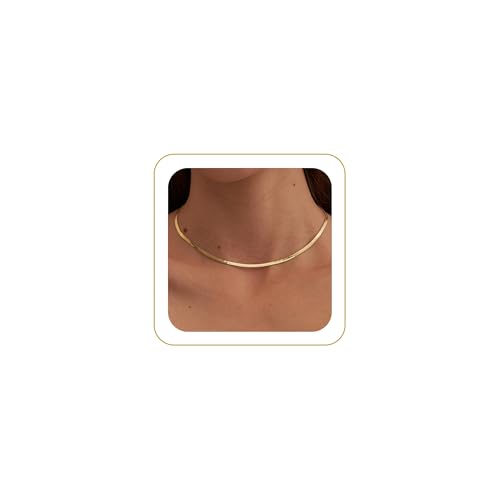 CHESKY Gold Necklace for Women 14K Plated/S925 sterling silver Snake Chain | Dainty Gold Necklace,Thin Chunky Chain,Simple Choker Necklaces for Women,Non tarnish Trendy Jewelry, Gifts for Women - color: gold, style: 3mm 14 inch snake
