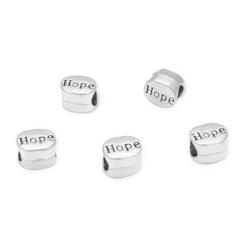 40pcs Hope Bead Large Hole Beads (4.5mm Hole) Antique Silver - size: Hope Bead
