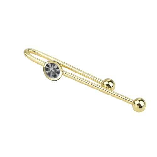 Men's Classic Luxury Zircon Crystal Tie Clip Silver Tone Light Brass Regular Necktie Tie Clip for Wedding Groomsmen Grooms Business Anniversary - style: Grey CZ &Gold