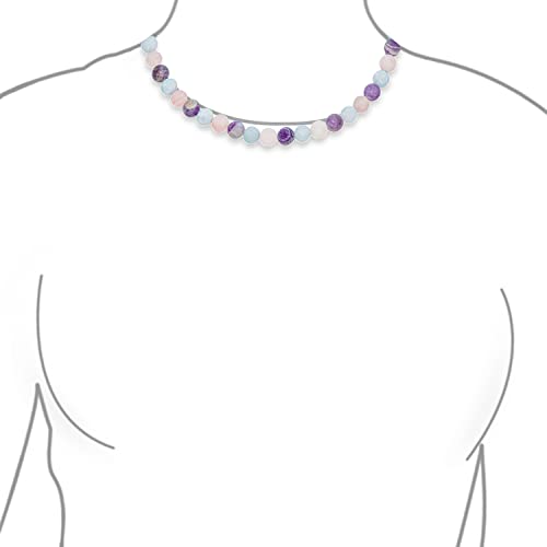 Bling Jewelry Simple Classic Hand Knotted Created Semi Precious Gemstone Round Ball 10MM Bead Strand Choker Collarbone Necklace Western Jewelry For Women Toggle Clasp 15 17 19 Inch - color: Multi Gemstones