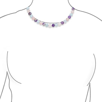 Bling Jewelry Simple Classic Hand Knotted Created Semi Precious Gemstone Round Ball 10MM Bead Strand Choker Collarbone Necklace Western Jewelry For Women Toggle Clasp 15 17 19 Inch - color: Multi Gemstones