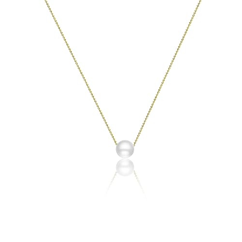 Kyerlyn Dainty Pearl Pendant Necklaces for Women 14K Gold Plated Handmade Layered Pearl Chain Necklace Delicate Layered Pearl Necklace Everyday Jewelry Gift - color: 1 Pearl-Gold