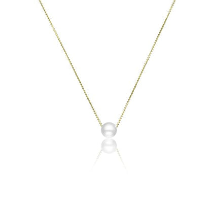 Kyerlyn Dainty Pearl Pendant Necklaces for Women 14K Gold Plated Handmade Layered Pearl Chain Necklace Delicate Layered Pearl Necklace Everyday Jewelry Gift - color: 1 Pearl-Gold