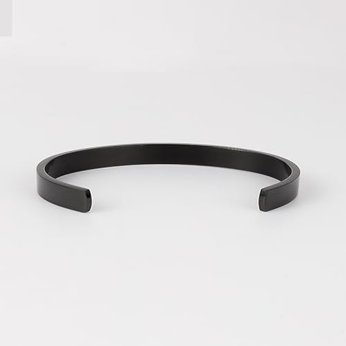 Stainless Steel Open Bangle Bracelet for Women 6mm/8mm Fashion Adjustable Wristband - color: D-Black, size: 6mm