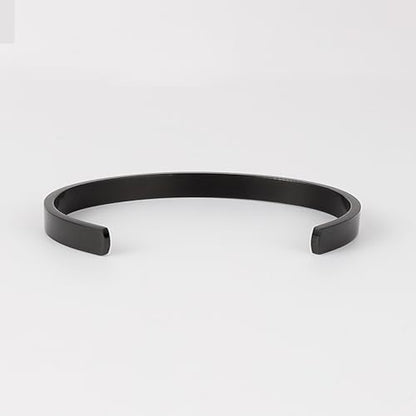 Stainless Steel Open Bangle Bracelet for Women 6mm/8mm Fashion Adjustable Wristband - color: D-Black, size: 6mm