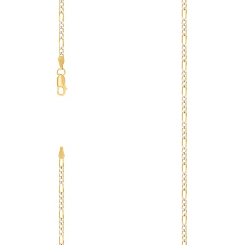 JewelryWeb 925 Sterling Silver Pave Super Flat Figaro Chain Two Tone 2.6mm Anklet Anklet for Women and Men - size: 8 inches