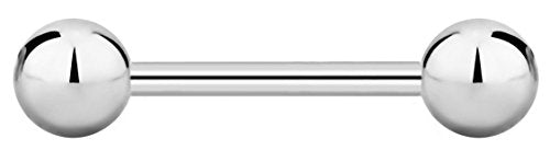 Forbidden Body Jewelry nipple barbell, nipple bars, silver nipplerings piercing Surgical Steel 8g - 18g Straight Barbell Body Jewelry (Sold Individually) - style: 16G 10mm (3/8") 4mm Balls
