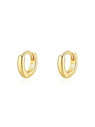 Mini Tiny Huggie Hoop Earrings Top Upper Ear Cartilage Forward Helix Cuff Plain Simple 925 Sterling Silver Gold 9mm 8mm 7mm 6mm 5mm Hoop Earrings - color: Gold-5mm