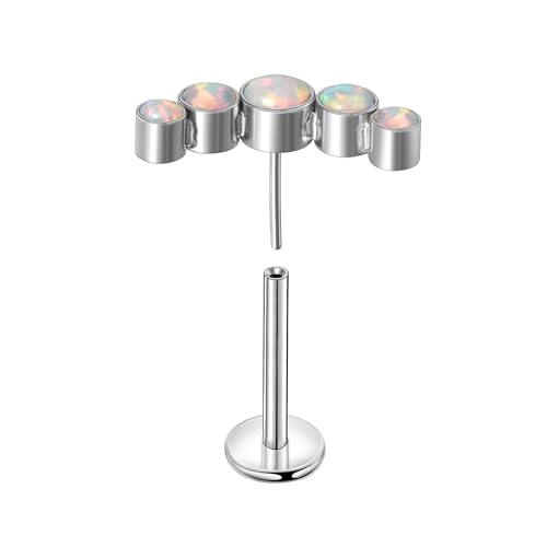 Lantine Threadless Flat Back Stud Earrings Implant Grade F136 titanium Climber Cartilage Earring Lip Labret Medusa Tragus Inner Conch Helix Piercing Jewelry - color: Pink Cz, size: 20g 8mm