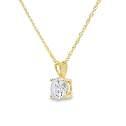 Amazon Essentials Plated Sterling Silver Cubic Zirconia Round Cut Solitaire Pendant Necklace, 18" - color: Yellow Gold, size: 8 mm