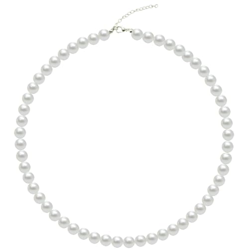 Pearl Choker Necklace for Women, 4/6/8/10mm White Imitation Pearl Necklace, Round Faux Glass Pearl Necklace, Pearl Necklace, Elegant Wedding Parties Pearl Necklace - color: Diameter of Pearl 8mm