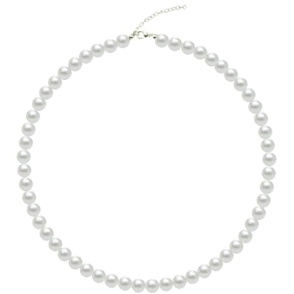 Pearl Choker Necklace for Women, 4/6/8/10mm White Imitation Pearl Necklace, Round Faux Glass Pearl Necklace, Pearl Necklace, Elegant Wedding Parties Pearl Necklace - color: Diameter of Pearl 8mm