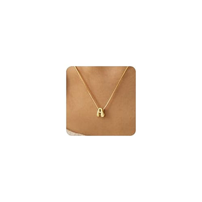 Bubble Gold Initial Necklaces for Women,14K Gold Plated A-Z Initial Necklaces for Women, Chunky balloon letter name Pendant Necklace Fashion Jewelry Gifts - color: A, style: Gold