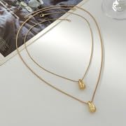 Layered Necklace for Women Gold Silver Heart Pearl Waterdrop Lariat Boho Jewelry Gifts - color: Gold Layered Necklace
