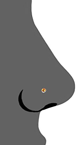 Forbidden Body Jewelry 20g Surgical Steel Press Fit CZ Crystal Nose Screw - style: Amber CZ