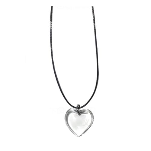 Yocoyee Dainty Colorful Glass Heart Shape Pendant Necklace Stainless Steel Link Rope Chian Love Heart Charms Pendant Necklace Y2K Trendy Jewelry Accessories for Women Jewelry - color: Transparent