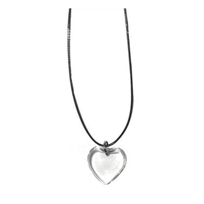 Yocoyee Dainty Colorful Glass Heart Shape Pendant Necklace Stainless Steel Link Rope Chian Love Heart Charms Pendant Necklace Y2K Trendy Jewelry Accessories for Women Jewelry - color: Transparent