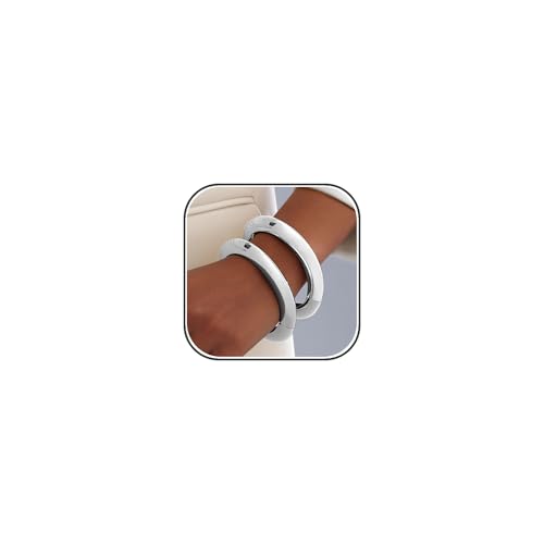 2pcs Gold Bangle Bracelets for Women, Trendy Hinged Cuff Open Wide Chunky Gold Bracelet Stack Arm Cuff Jewelry for Women - color: B-Silver Bangle