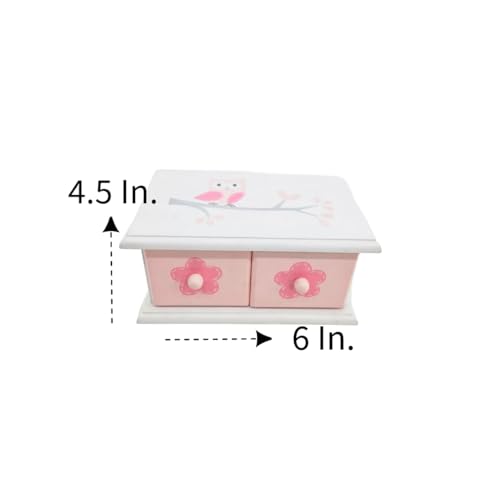 A&C Quinceañeras and More Jewelry Box for Little Girls, Wooden, Pink, Gift Box Heart Shame Mirrow with drawer. (2 Drawers) - style: 2 Drawers
