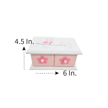 A&C Quinceañeras and More Jewelry Box for Little Girls, Wooden, Pink, Gift Box Heart Shame Mirrow with drawer. (2 Drawers) - style: 2 Drawers
