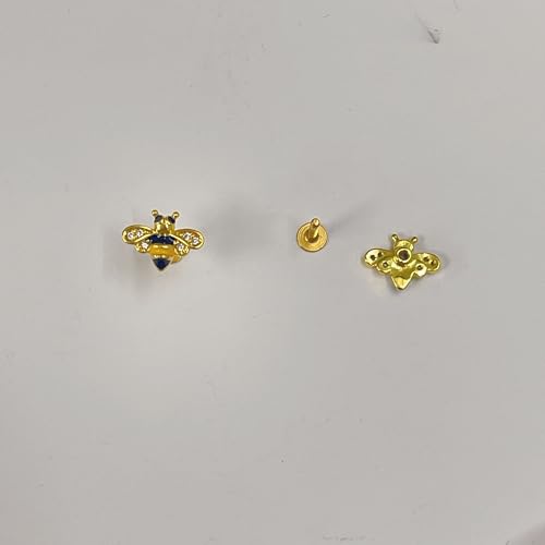 Cute Honeybee Cartilage Labret Monroe Stud Earrings 316L Surgical Stainless Steel Crystal Cubic Zirconia Bee Tragus Conch Helix Studs Lip Nose Rings Fashion Body Piercing Bar 6mm 8mm Length Jewelry Gifts for Women Girls 16G - color: 8mm