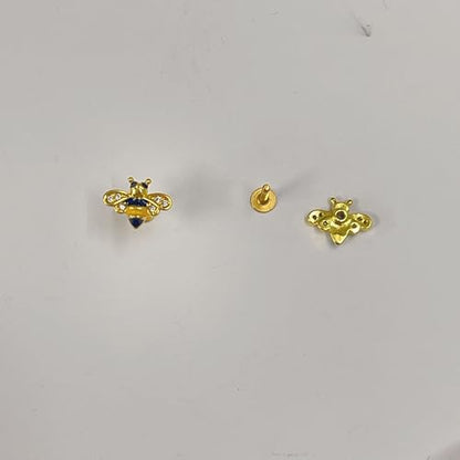 Cute Honeybee Cartilage Labret Monroe Stud Earrings 316L Surgical Stainless Steel Crystal Cubic Zirconia Bee Tragus Conch Helix Studs Lip Nose Rings Fashion Body Piercing Bar 6mm 8mm Length Jewelry Gifts for Women Girls 16G - color: 8mm