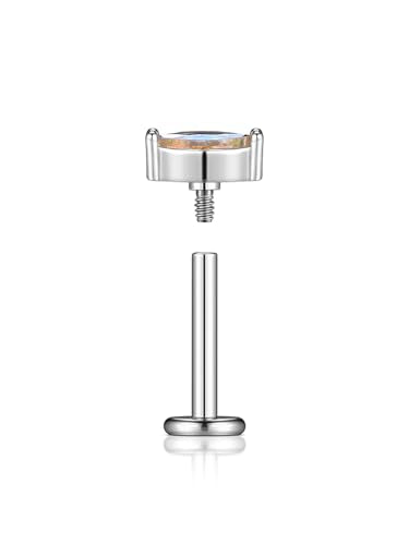 PiercingJ 2-4pcs 16g 316L Stainless Steel 3mm Cubic Zirconia Labret Monroe Lip Ring/Tragus/Helix Earring,6-12mm Bar Length - style: Eye shaped color gem/8mm silver bar