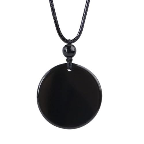 Anjiucc Natural Gemstone Tree of Life Black Obsidian/Golden Obsidian Pendant Necklace for Male and Female Necklace - color: Black Obsidian 6