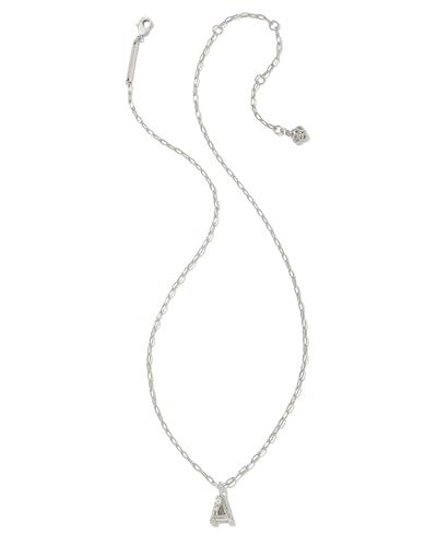 Kendra Scott Crystal Letter Short Pendant Necklace, Fashion Jewelry for Women - color: Letter A (RHODIUM-PLATED)
