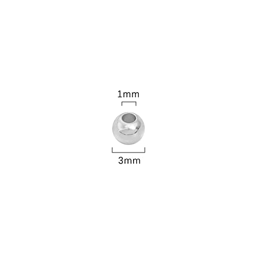 Platinum Plated Round Spacer Beads 3mm 300pcs for Jewelry Making Findings Non Tarnish - color: Platinum, size: 3mm