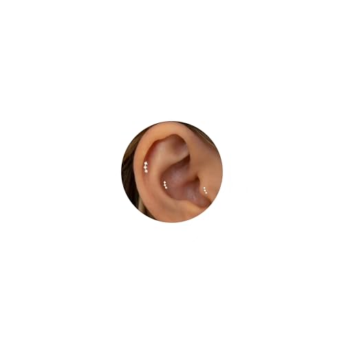 20G/18G/16G Titanium Flat Back Earrings, Threadless Nose Stud Tiny Stud Earrings, Cartilage Tragus Piercing Jewelry Conch Helix Stud - color: Three CZ (gold 3pc), size: 18ga(1.0mm)