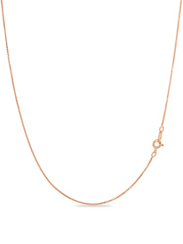 KEZEF 18K Gold Plated 925 Sterling Silver Box Chain Necklace for Women, 1mm Thin & Sturdy Italian Chain Necklace, Rose Gold & Silver Available, 15/16/18/20/22/24/30 - Inch - color: Rose Gold, size: 26 Inch