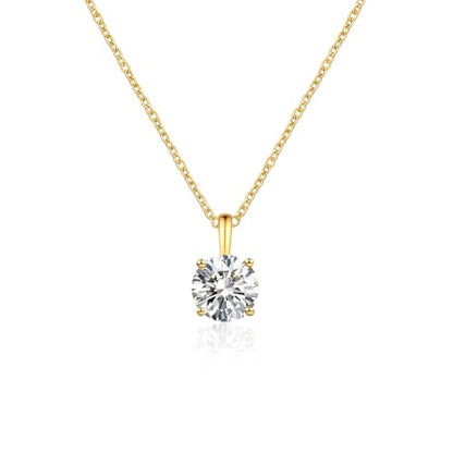 A 2-carat cubic zirconia stone, 18K gold-plated heart and round pendant necklace for women