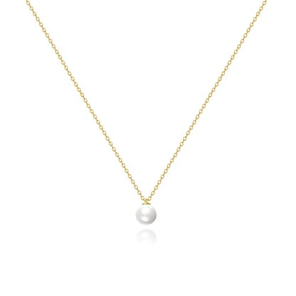Zeffy Gold Pearl Necklace for Women, Dainty 14K Gold/Silve Plated Layered Pearl Choker Pearl Earrings Pearl Bracelets Wedding Trendy Gold Jewelry Set for Women Gifts - style: Gold Single Pearl Necklace-1PCS