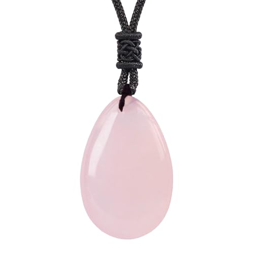 Anjiucc Natural Gemstone Tree of Life Black Obsidian/Golden Obsidian Pendant Necklace for Male and Female Necklace - color: Rose Quartz