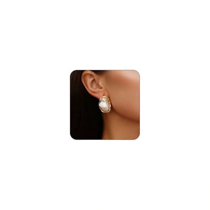 Boho Pearl Statement Earrings for Women Irregular Pearl Earrings | Big Round Freshwater Pearls Bridal Gold Earring Beach Ocean Vacation Jewelry - style: A Style