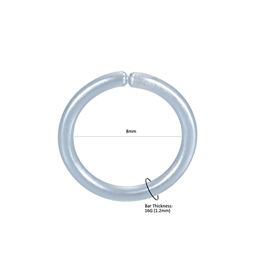 Oveta 8-32PCS 16G/20G Nose Rings Hoop Retainer Colorful Clear Bioflex Acrylic Septum Rings Cartilage Tragus Earrings Piercing Retainer Seamless Ring Hoop 5/16'' or 3/8'' - style: 16G 5/16'' Ring
