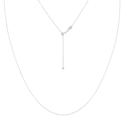 KISPER Adjustable Gold Chain Necklace for Women 1mm Cable Snake Box Slider | 24K plated stainless steel, 2 finishes, non-tarnish, waterproof, to 24 in, hypoallergenic, nickel-free - color: White Gold
