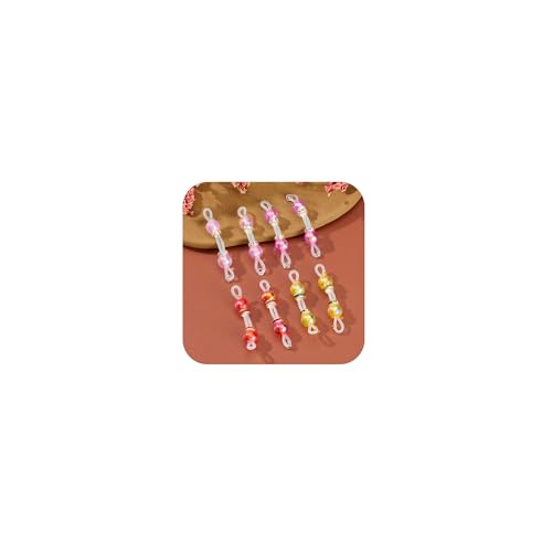 DJCIW 4 Pairs Handmade Fake Nipple Rings,Adjustable Nipple Nooses with 8mm Silicone Multicolor Beads and Barbells,Non-Piercing Faux Nipple Piercing Comfortable Everyday Wear Cute Body Jewelry - color: style3