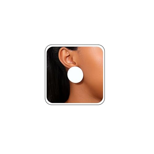Acrylic Large Round Earrings Tortoise Shell Resin Big Circle Earrings Brown Acrylic Leopard Studs Large Round Disc Studs Jewelry for Women - color: White