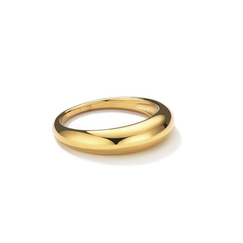 NOKMIT Chunky Dome Rings for Women Dainty 14K Gold Silver Tone Cute Bold Dome Statement Ring Thick Minimalist Thumb Band High Polished Smooth Comfort Fit Size 5-10 - color: Thin-1PC-Gold