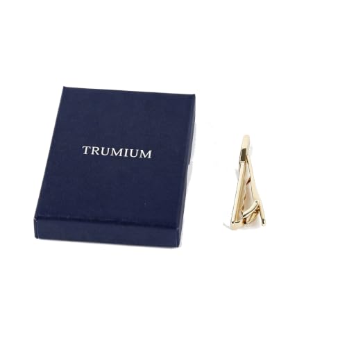 Trumium 14K Gold Plated Mens Tie Clips | Gold Finish, Gift Box Included