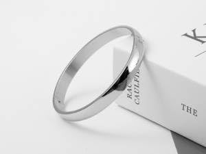 Womens 6MM Stainless Steel Brecelet Plain Polished Finish Cuff Bangle - color: 2-Silver