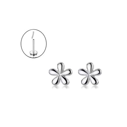 16G Cute Daisy Flower Cartilage Tragus Earring for Women Men Titanium Silver Dainty Minimalist Tiny Small Stud Threadless Push In Helix Conch Hypoallergenic Earrings Flat Back Studs Ear Piercing Jewelry - size: 6mm