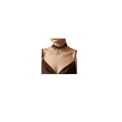 Black Necklaces for Women,Adjustable Layered Collar,Goth Jewelry - color: Flower Pendant