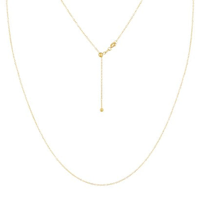 KISPER Adjustable Gold Chain Necklace for Women 1mm Cable Snake Box Slider | 24K plated stainless steel, 2 finishes, non-tarnish, waterproof, to 24 in, hypoallergenic, nickel-free - color: Yellow Gold