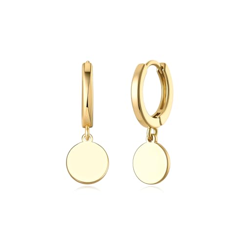 Earrings for Women 14K Gold Plated Huggie Hoop Dangle | Charm Drop,Dainty,Small,Simple,Lightweight,Hypoallergenic,Trendy,Everyday Jewelry,Gift - color: 04. Disc