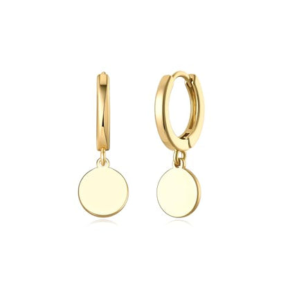 Earrings for Women 14K Gold Plated Huggie Hoop Dangle | Charm Drop,Dainty,Small,Simple,Lightweight,Hypoallergenic,Trendy,Everyday Jewelry,Gift - color: 04. Disc