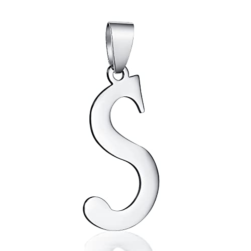 Stainless Steel Initial Letter Connector Charms Alphabet Pendant Diy Craft for Jewelry Making Necklaces Bracelets Keychain - color: Stainless Steel S