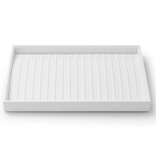 Oirlv Premium White Leather Stackable Jewelry Tray 18 Gird Necklace Bracelet Organizer Showcase Necklace Display Tray - color: White, size: 18 Grid Necklace/Bracelet Tray